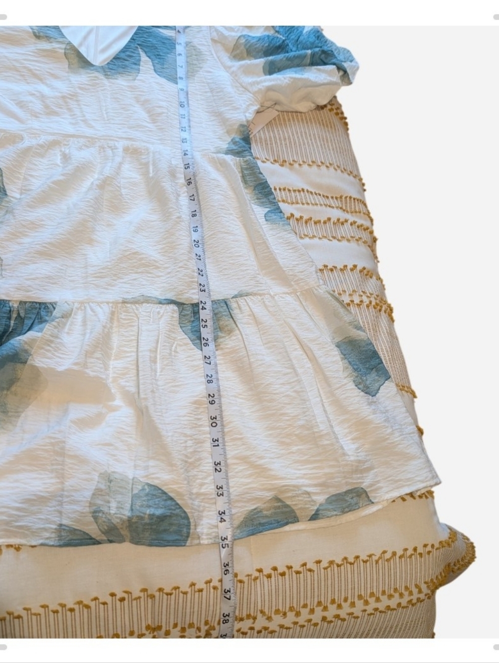 Nine West Cream Dress with Green Leaf Pattern - Picture 12 of 14